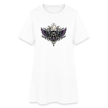 Emblème de la chouette esprit lunaire avec cristal violet - Robe T-shirt Femme - blanc - Devant
