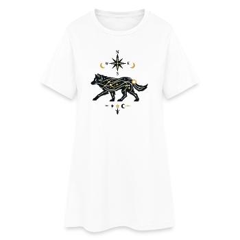 Loup de l’Étoile du Nord avec Chemins Stellaires - Robe T-shirt Femme - blanc - Devant