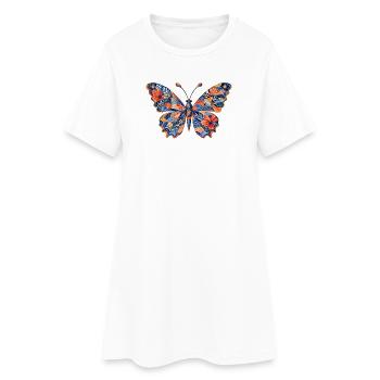 Motif papillon patchwork - Robe T-shirt Femme - blanc - Devant