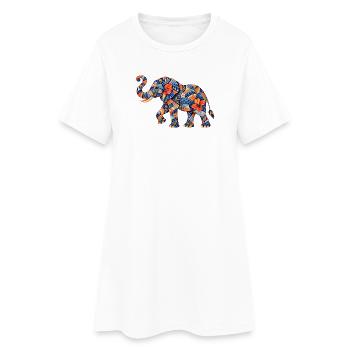 Motif floral d’éléphant en patchwork - Robe T-shirt Femme - blanc - Devant