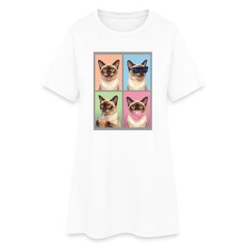 Chats Chat birman européen - Robe T-shirt Femme - blanc - Devant