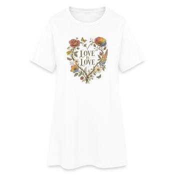 Fierté botanique : l’amour est un sweat à capuche vintage - Robe T-shirt Femme - blanc - Devant