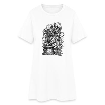Squelette avec gravure de roses - Robe T-shirt Femme - blanc - Devant