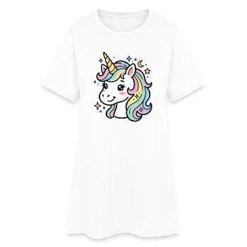 Licorne Pastel Étoilée - Robe T-shirt Femme - blanc - Devant