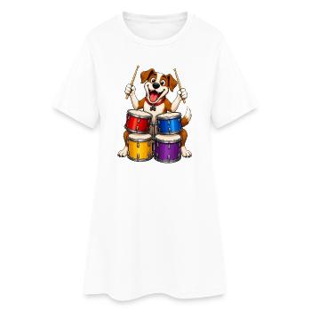 Excit Dog jouant de la batterie à quatre musiciens - Robe T-shirt Femme - blanc - Devant