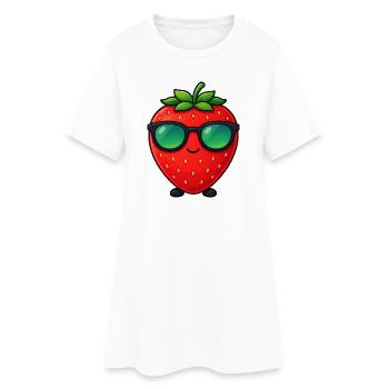 Kawaii Fraise avec lunettes de soleil Minimalisme - Robe T-shirt Femme - blanc - Devant