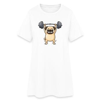 Pug Dog Fitness Halterofil Gymnase - Robe T-shirt Femme - blanc - Devant