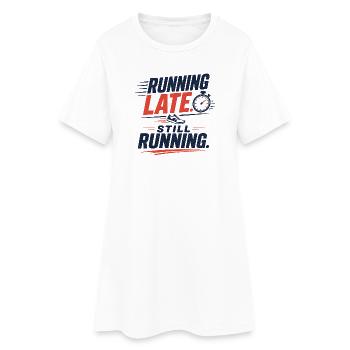 Running Late. Still Running. - Robe T-shirt Femme - blanc - Devant