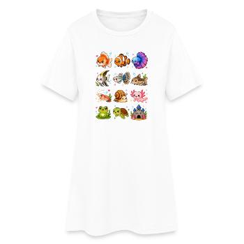 Aquarium de Kawaii | Animaux du monde sous-marin - Robe T-shirt Femme - blanc - Devant