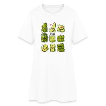 Concombres de Kawaii | Cornichons et mise en conserve - Robe T-shirt Femme - blanc - Devant