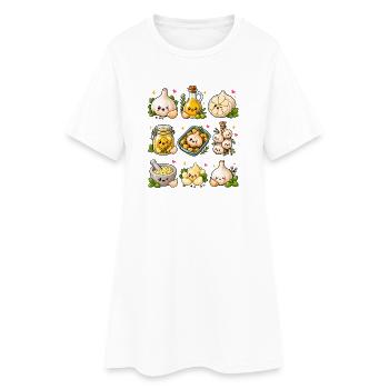 Kawaii Garlic | Cuisine et cuisine - Robe T-shirt Femme - blanc - Devant