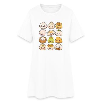 Raviolis Kawaii | Raviolis & Bao - Robe T-shirt Femme - blanc - Devant