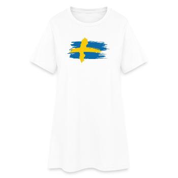 Suède – Conception du pinceau de carte bleu-jaune - Robe T-shirt Femme - blanc - Devant
