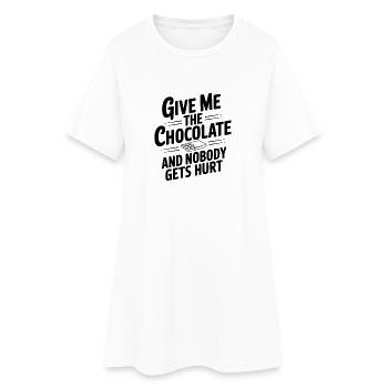 Gib mir die Schokolade und niemand wird verletzt - Frauen T-Shirt-Kleid - Weiß - Vorne