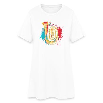 Tuba Streetart - Frauen T-Shirt-Kleid - Weiß - Vorne