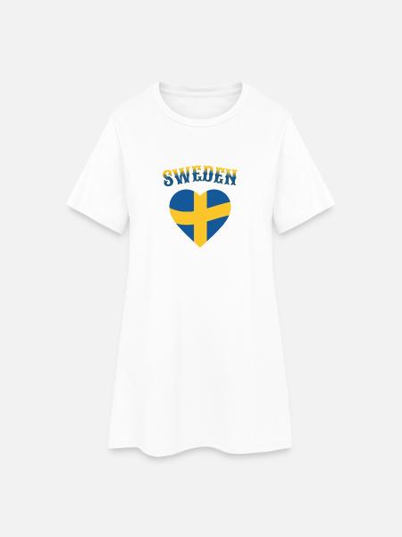 Sweden Heart Flag Retro - Frauen T-Shirt-Kleid - Weiß
