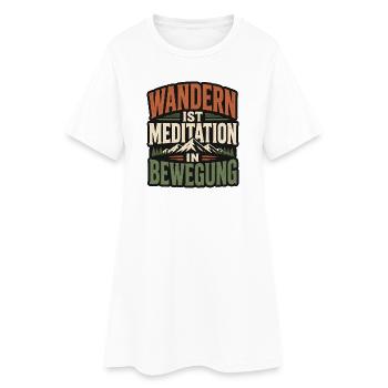 Wandern ist Meditation in Bewegung – Retro Berg - Frauen T-Shirt-Kleid - Weiß - Vorne