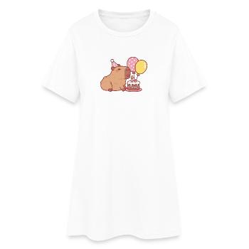 Niedliches Kapibara mit Geburtstagskuchen und Luftballons - Frauen T-Shirt-Kleid - Weiß - Vorne