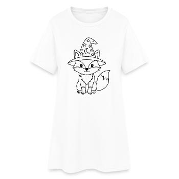 Fuchs-Zauberer Niedlicher Magiehut - Frauen T-Shirt-Kleid - Weiß - Vorne