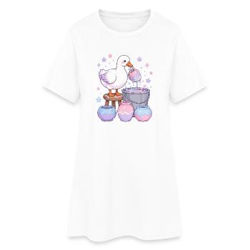  Kawaii Gans Keramik Glasur Pastell Keramik - Frauen T-Shirt-Kleid - Weiß - Vorne