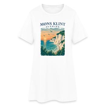Møns Klint Dänemark Kreidefelsen Ostsee Retro - Frauen T-Shirt-Kleid - Weiß - Vorne