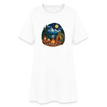 Mondnacht am Lagerfeuer - Frauen T-Shirt-Kleid - Weiß - Vorne