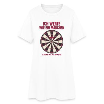 Dartspielerin Frauen Darts Bullseye Girl Power - Frauen T-Shirt-Kleid - Weiß - Vorne
