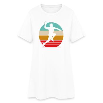Retro Handball Shirt – Vintage Sonnenuntergang - Frauen T-Shirt-Kleid - Weiß - Vorne