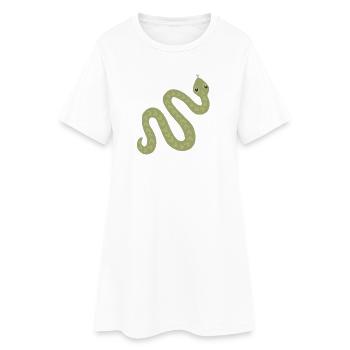Pastell-Oliven-Schlangen-Anhänger - Frauen T-Shirt-Kleid - Weiß - Vorne