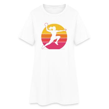 Retro Handballerin – Vintage Sonnenuntergang - Frauen T-Shirt-Kleid - Weiß - Vorne