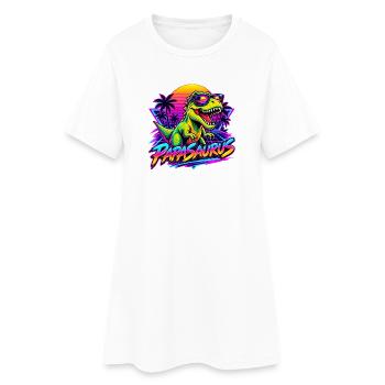  Papasaurus Dinosaurier Sonnenbrille Retro 80er - Frauen T-Shirt-Kleid - Weiß - Vorne