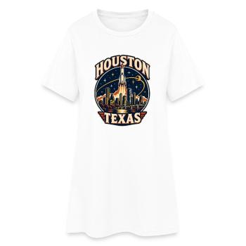 Texas Raketenkunst Houston Skyline - Frauen T-Shirt-Kleid - Weiß - Vorne