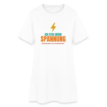 Ich steh unter Spannung – Elektriker Spruch - Frauen T-Shirt-Kleid - Weiß - Vorne
