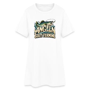 Angeln statt Termine Geschenkidee Vatertag - Frauen T-Shirt-Kleid - Weiß - Vorne