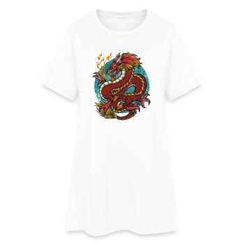 Drache Feuerdrache - Frauen T-Shirt-Kleid - Weiß - Vorne