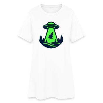 Ufo Wald Entfuehrung Grafik - Frauen T-Shirt-Kleid - Weiß - Vorne