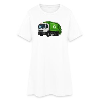 Grüner Müllwagen Recycling - Frauen T-Shirt-Kleid - Weiß - Vorne