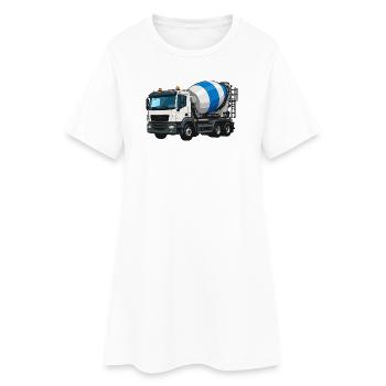 Betonmischer Lastwagen Design - Frauen T-Shirt-Kleid - Weiß - Vorne