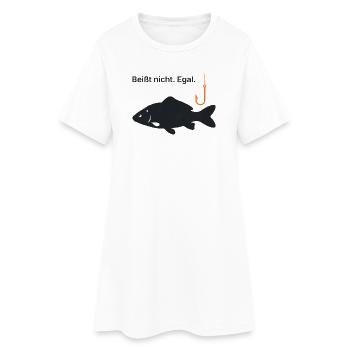 Beißt nicht. Egal. - Angler Geschenk Angeln - Frauen T-Shirt-Kleid - Weiß - Vorne