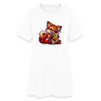 Gothic Fuchs mit Keksen – Süßer Punk Cartoon - Frauen T-Shirt-Kleid - Weiß - Vorne