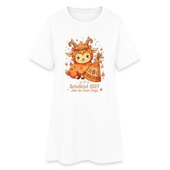 Endlich Schulkind 2027 Feuer Ziege - Frauen T-Shirt-Kleid - Weiß - Vorne
