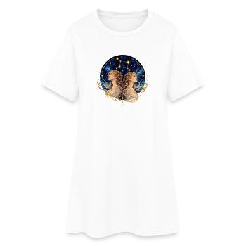Sternzeichen Zwilling Kosmische Zwillingsgöttinnen - Frauen T-Shirt-Kleid - Weiß - Vorne