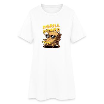 Grill Power Burger Für Grillfans Und BBQ Liebhaber - Frauen T-Shirt-Kleid - Weiß - Vorne