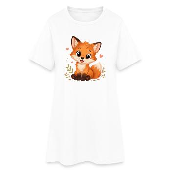 Süßer Kawaii Fuchs - Frauen T-Shirt-Kleid - Weiß - Vorne