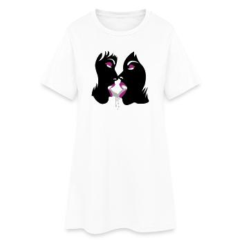 fluffy girls - Frauen T-Shirt-Kleid - Weiß - Vorne