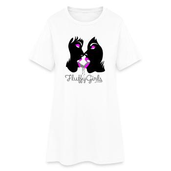 fluffy girls - Frauen T-Shirt-Kleid - Weiß - Vorne
