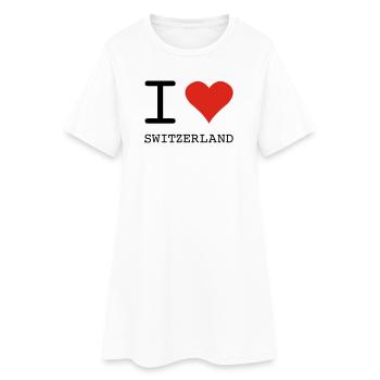I LOVE SWITZERLAND - Frauen T-Shirt-Kleid - Weiß - Vorne