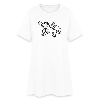 Krokodil - Frauen T-Shirt-Kleid - Weiß - Vorne