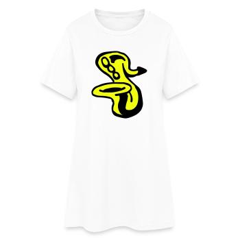 Saxophon - Frauen T-Shirt-Kleid - Weiß - Vorne