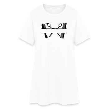 Bannière de texte à deux peignes et ciseaux - Robe T-shirt Femme - blanc - Devant